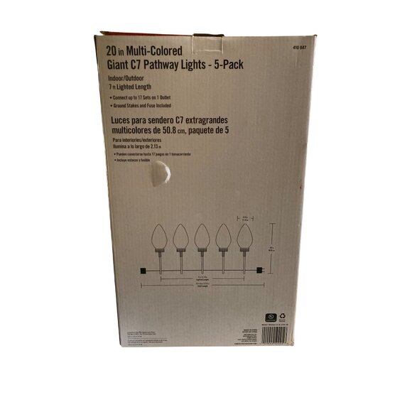 Home Accents Holiday Multi Colored Giant C7 Pathway Lights - Picture 2 of 6